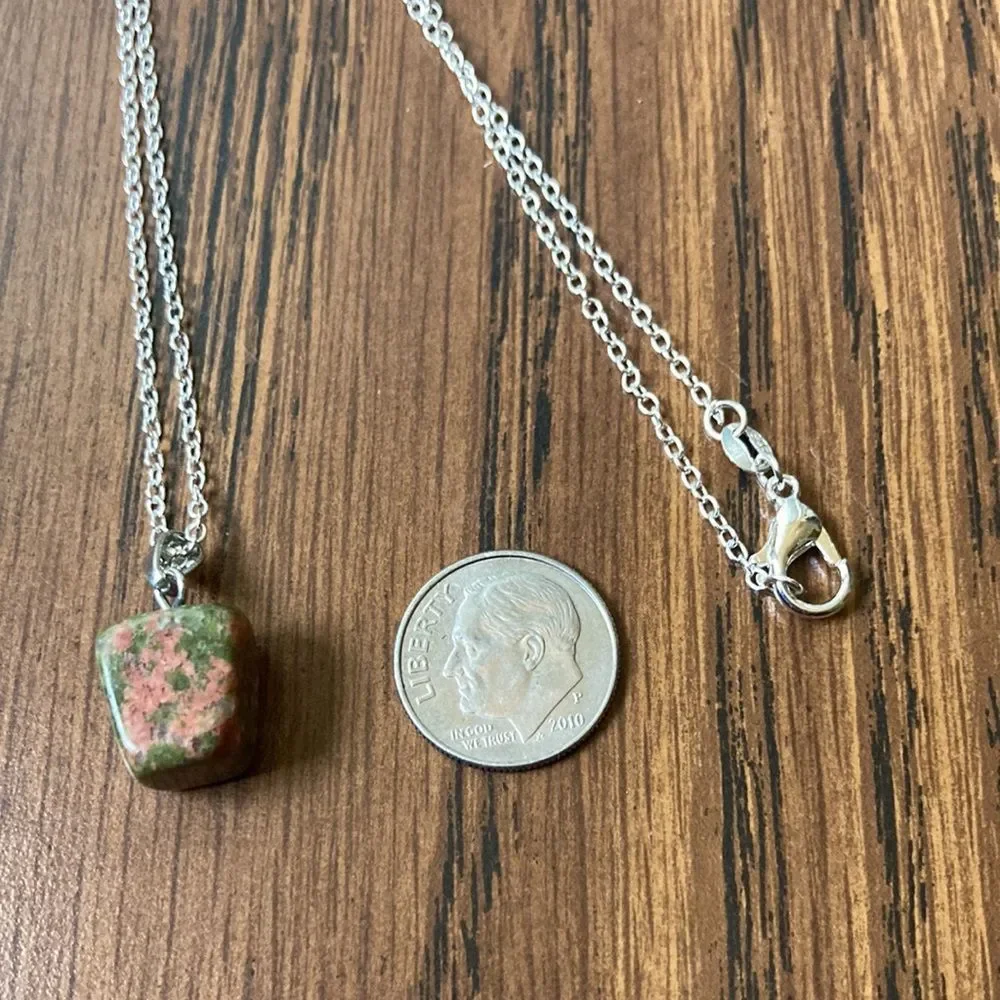 Genuine Unakite Stone Pendant and Necklace J4 - Picture 6 of 8